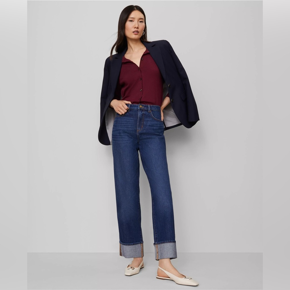 🆕 Ann Taylor Cuffed Boyfriend Jeans 10P RUNS LARGE